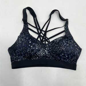 Victoria Secret Black Speckle Strappy Athletic Sports Bra Size 32 B